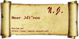Neer János névjegykártya